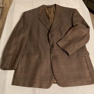 Men’s LG Stafford lambs wool/cashmere sport coat nice brown plaid print